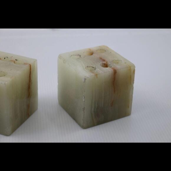 Vintage Carved Onyx Agate Stone Dice Paperweight Pen Pencil Holder Desk - Picture 3 of 8